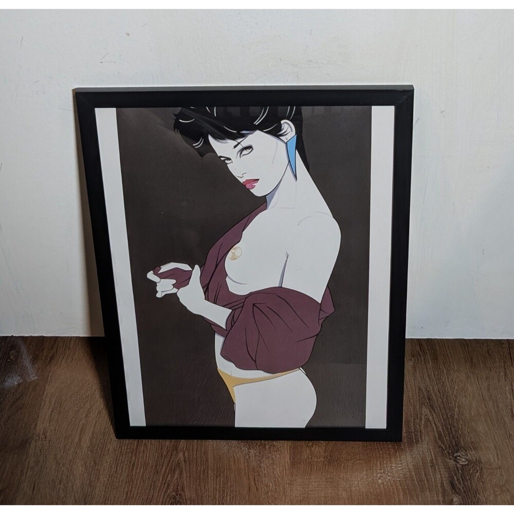 Patrick Nagel Framed Art Bookplate Print of Woman 1985 1980s Picture